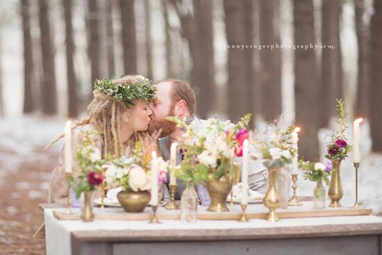 Vintage Forest Winter Wedding Inspiration | styling + vintage rentals by Stockroom Vintage, Nashville, TN | photos by Jenny Cruger Photography