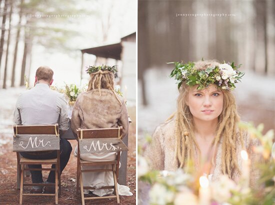 Vintage Forest Winter Wedding Inspiration | styling + vintage rentals by Stockroom Vintage, Nashville, TN | photos by Jenny Cruger Photography