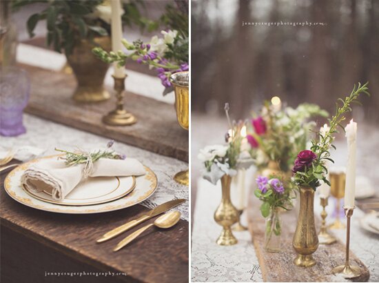 Vintage Forest Winter Wedding Inspiration | styling + vintage rentals by Stockroom Vintage, Nashville, TN | photos by Jenny Cruger Photography
