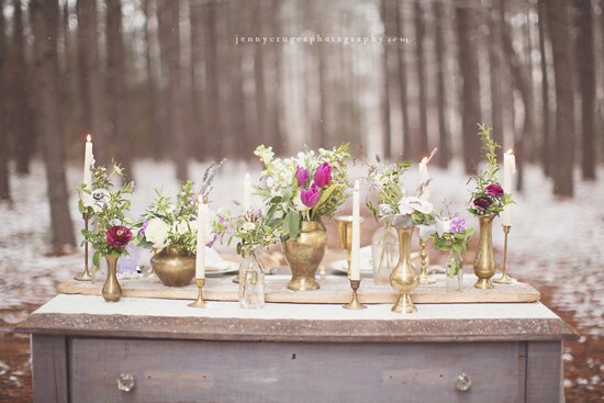 Vintage Forest Winter Wedding Inspiration | styling + vintage rentals by Stockroom Vintage, Nashville, TN | photos by Jenny Cruger Photography