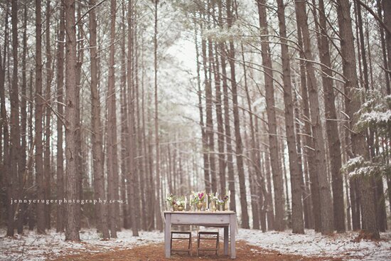 Vintage Forest Winter Wedding Inspiration | styling + vintage rentals by Stockroom Vintage, Nashville, TN | photos by Jenny Cruger Photography