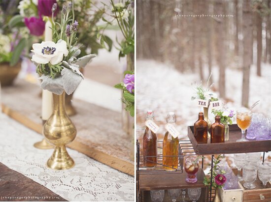 Vintage Forest Winter Wedding Inspiration | styling + vintage rentals by Stockroom Vintage, Nashville, TN | photos by Jenny Cruger Photography