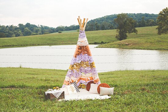 DIY boho teepee / tipi | Styling + vintage rentals by Stockroom Vintage, Nashville, TN | Photos by Stef Atkinson