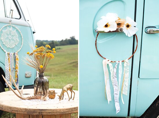 Vintage VW van + dreamcatchers | Styling + vintage rentals by Stockroom Vintage, Nashville, TN | Photos by Stef Atkinson